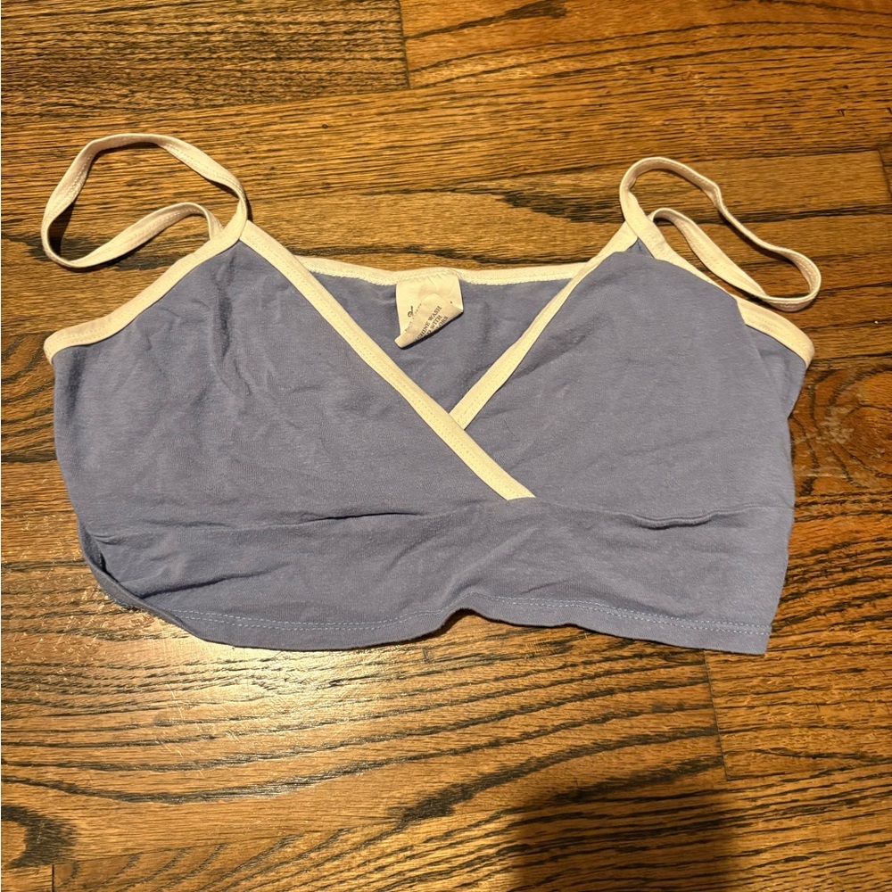 Blue V-neck Crop Top